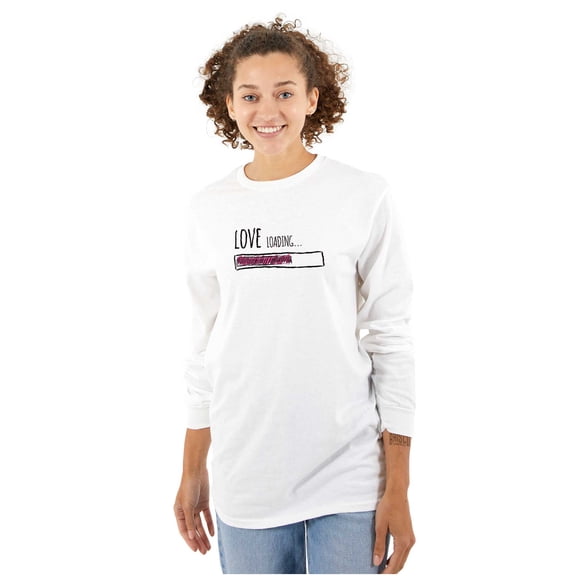 Romantic Geek Gamer Love Loading Cute Women's Long Sleeve T Shirt Brisco Brands X