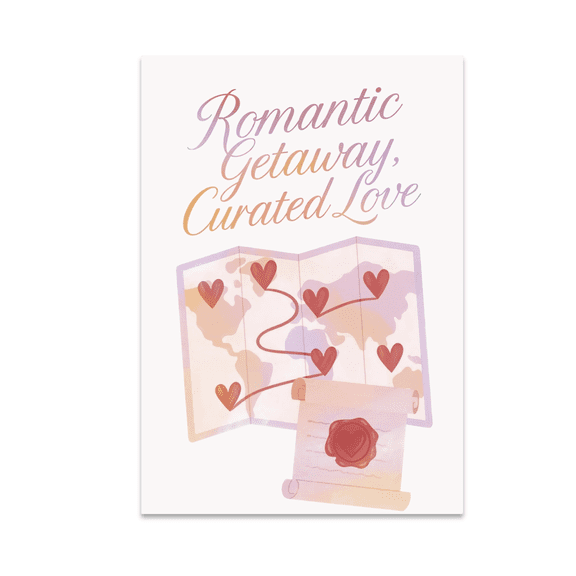 Romantic Getaway Travel Map Wall Art - Travel Enthusiast - 13x19 Poster Print