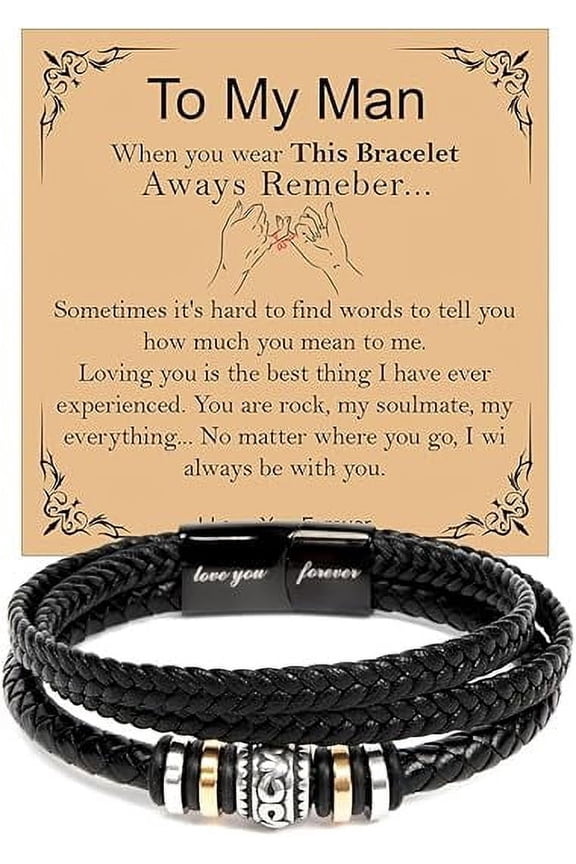 Romantic Gift for Boyfriend from Girlfriend, To My Man Bracelet, Promise Bracelet, Birthday Gift for Husband from Wife, Fiance Gift for Him, Wedding Gift for Groom from Bride