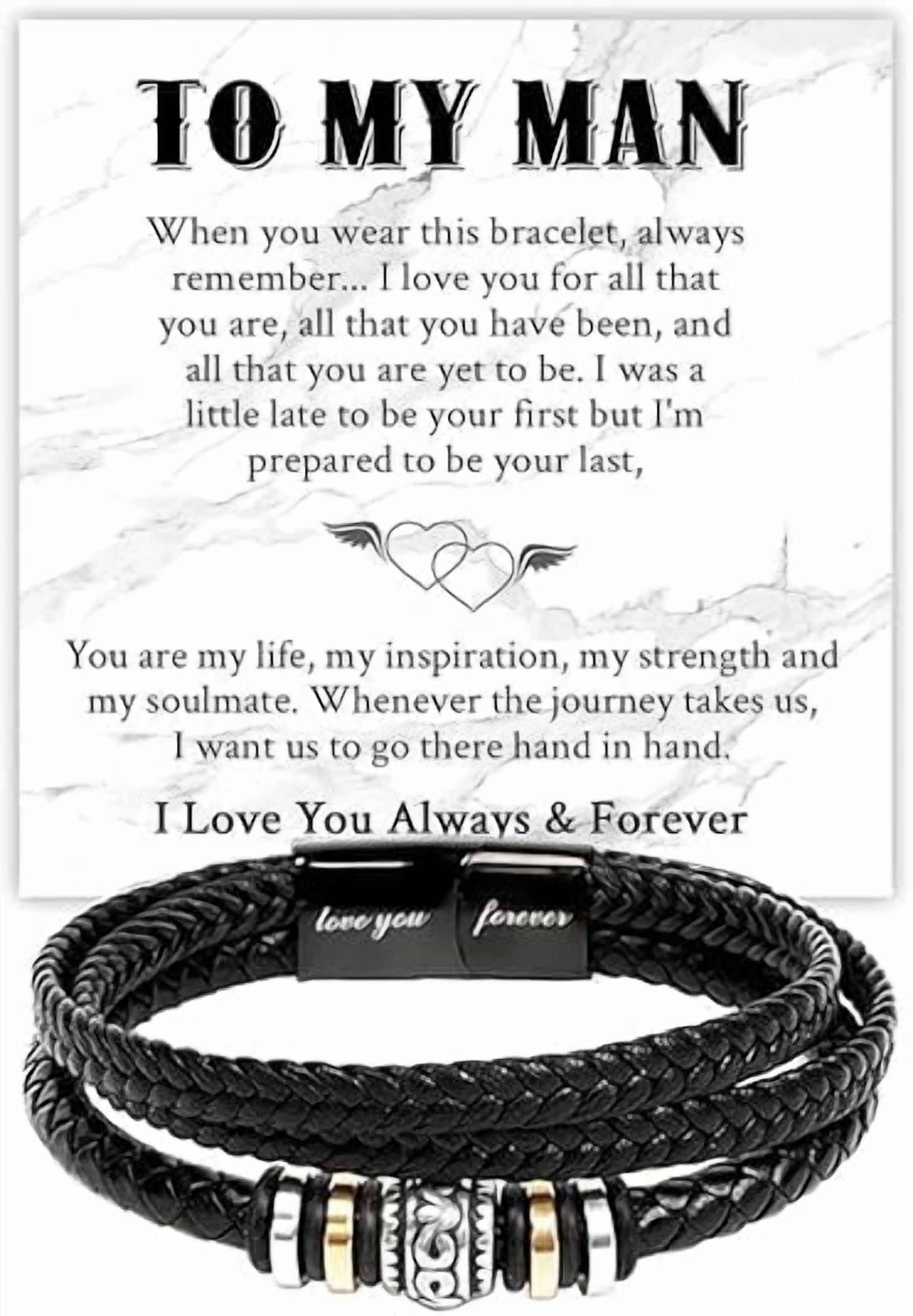 Romantic Gift with Message Card and Gift Box, To My Men Bracelet, Anniversary Gift for Husband from Wife, Bracelets for Man, Birthday Gift for Boyfriend from Girlfriend