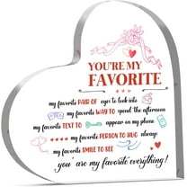 Romantic Gifts for Her Anniversary Wedding Acrylic Heart Plaque Gifts for Husband Wife Girlfriend Boyfriend Couples You're My Favorite Everything Desk Signs Decor 3.9x3.9 Inch