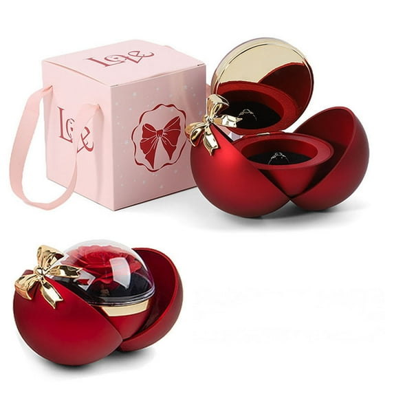 Romantic Gifts For Her Valentines Day Decorations For Home Rose Jewelry Box Ring Box Spherical Double Opening Rose Shaped Jewelry Gift Box