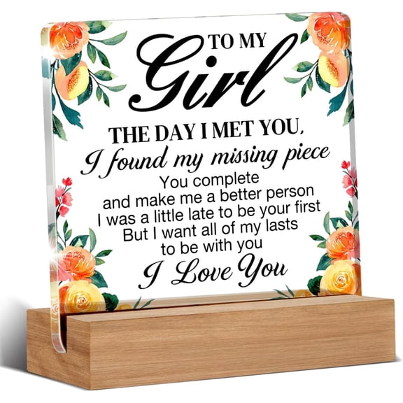 Romantic Gifts for Girlfriend Her - Gifts for Girlfriend Wife - Best Gifts for Girlfriend Girls - Meaningful to My Girl I Love You Clear Desk Decorative Sign Home Decor Acrylic Sign