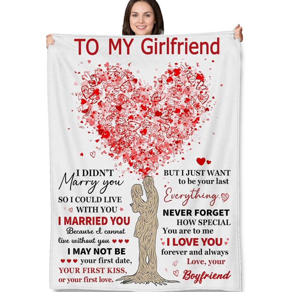 Romantic Girlfriend Blanket - Soft Fleece Throw with Love Message from Boyfriend for Anniversaries, Birthdays, and Valentine''s Day,Christmas - 40x50 Inches