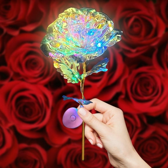 Romantic Glow-in-the-Dark PVC Rose – Colorful LED Artificial Flower for Valentine’s Day Gifting & Home Decor