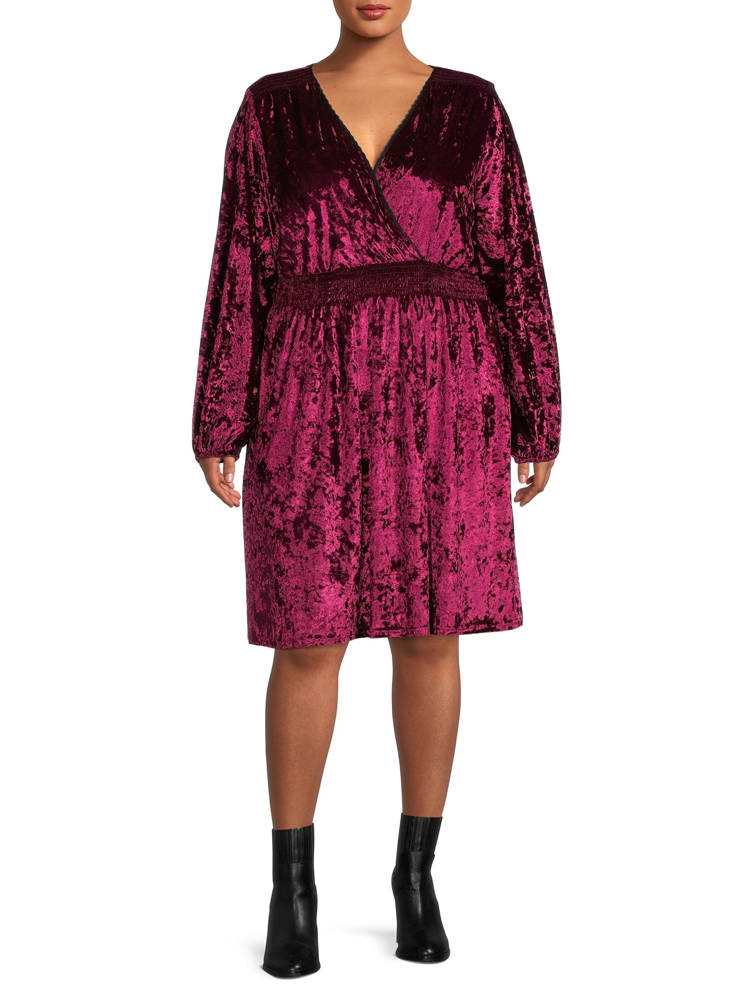 Romantic Gypsy Women's Plus Size Crushed Velvet Wrap Dress