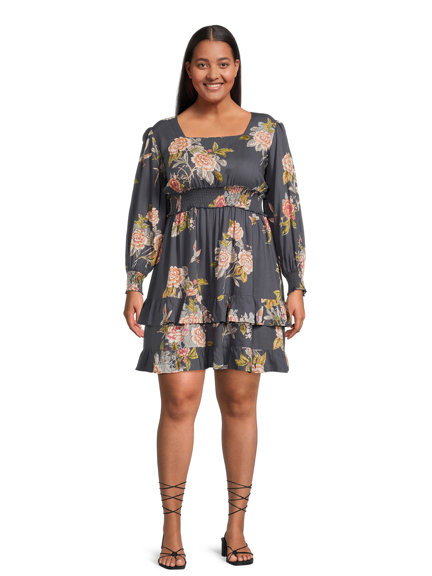 Romantic Gypsy Women s Plus Size Square Neck Ruffle Smocked Dress Walmart