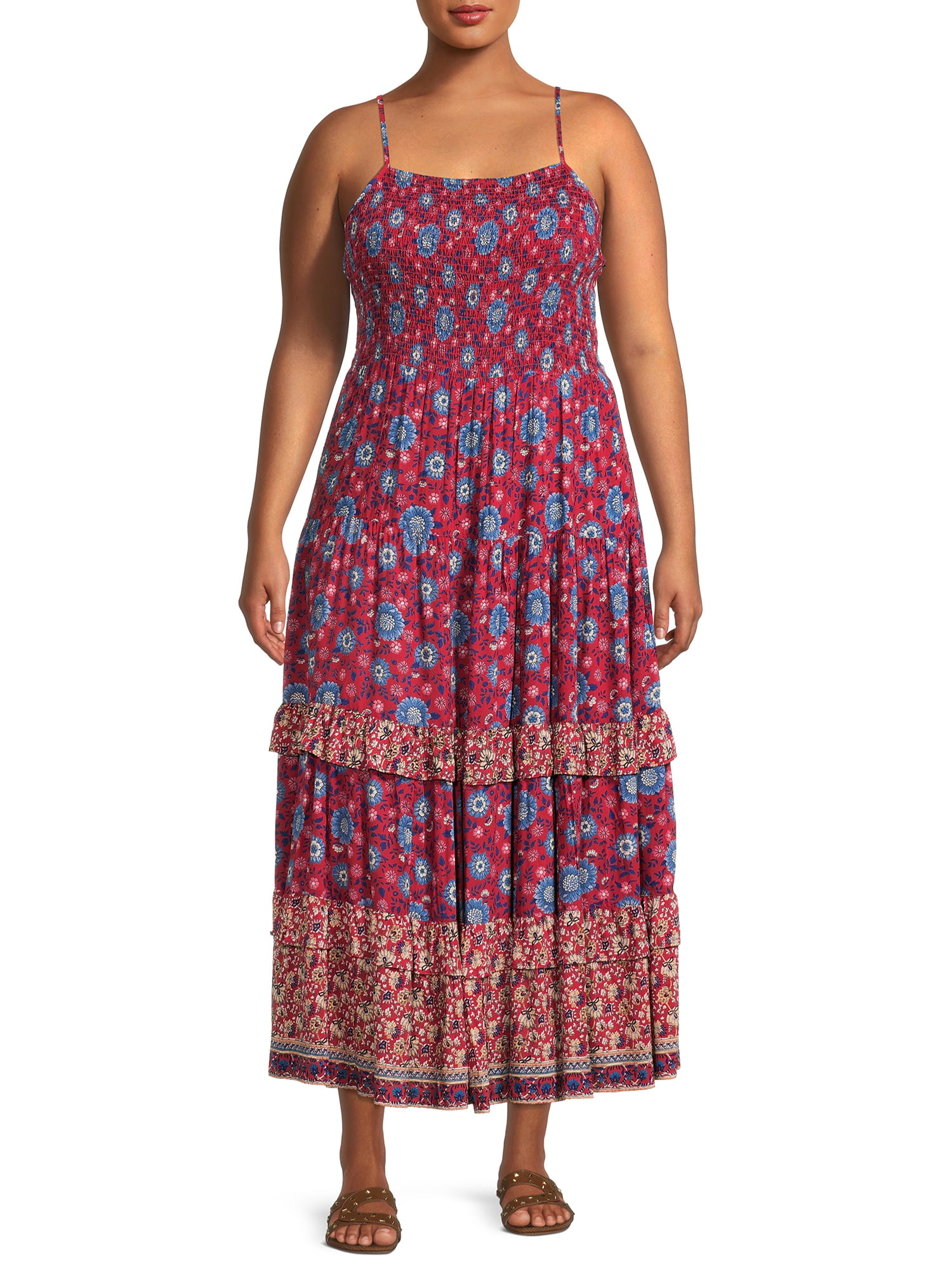Romantic Gypsy Women's Plus Size Tiered Flutter Midi Dress - Walmart.com
