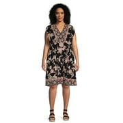 Romantic Gypsy Women's Plus Size V-Neck Printed Tiered Dress, Sizes 1X-4X