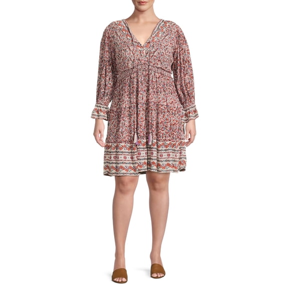 Romantic Gypsy Women's Plus Size V-Neck Smocked Waist Dress