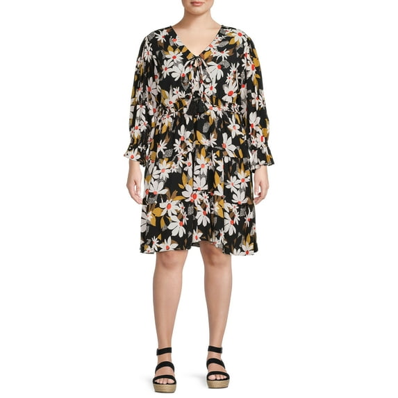 Romantic Gypsy Women's Plus Size V-Neck Smocked Waist Dress