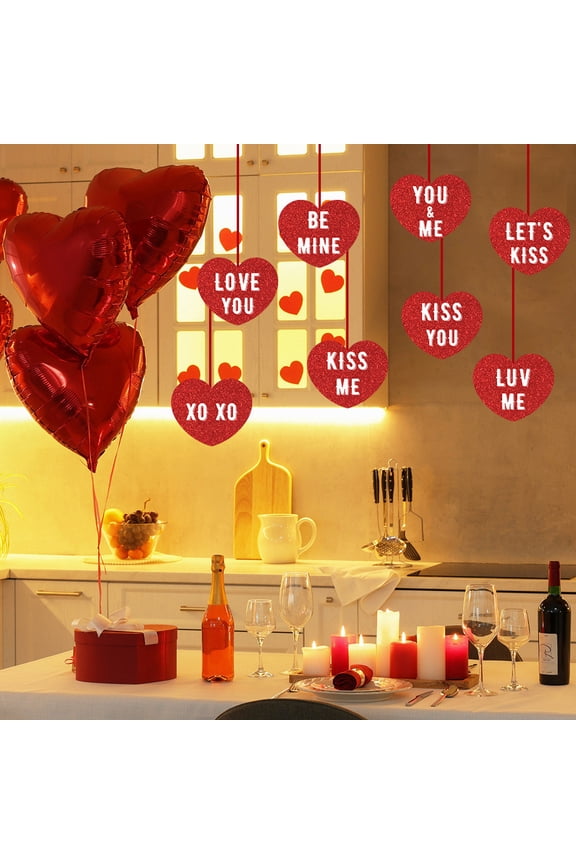 Romantic Heart Decorative Pendant - Valentine's Day & Wedding Decorations, Easy to Hang Reusable Party Supplies for Home, Wedding Room & Romantic Gatherings