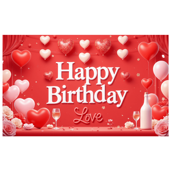 Romantic Heart Design Birthday Decor Love Theme Celebration Banner for Anniversary Party Indoor Decoration Special Occasion