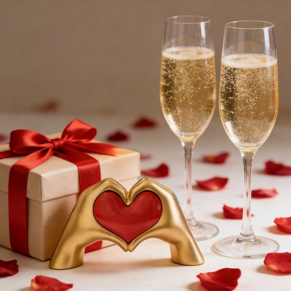 Romantic Heart Gesture Ornament for Valentine's Day, Sweet Desktop Decoration, Perfect Gift Idea for Lovers, Girlfriends, Boyfriends, Spouses, Romantic Home Accent, 6.89*2.17*3.74in, Golden