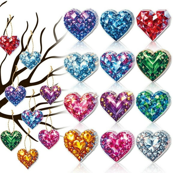Romantic Heart Hanging Decor Set of 12, Valentine's Day Home & Party Decorations, Heart-shaped Pendants for Wall Door Wedding Gift Decor