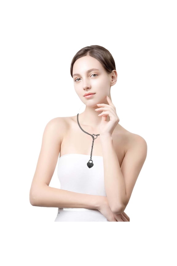 Romantic Heart Lock Necklace Love Pendant with Stainless Steel Adjustable Chain Jewelry for Affection and Commitment