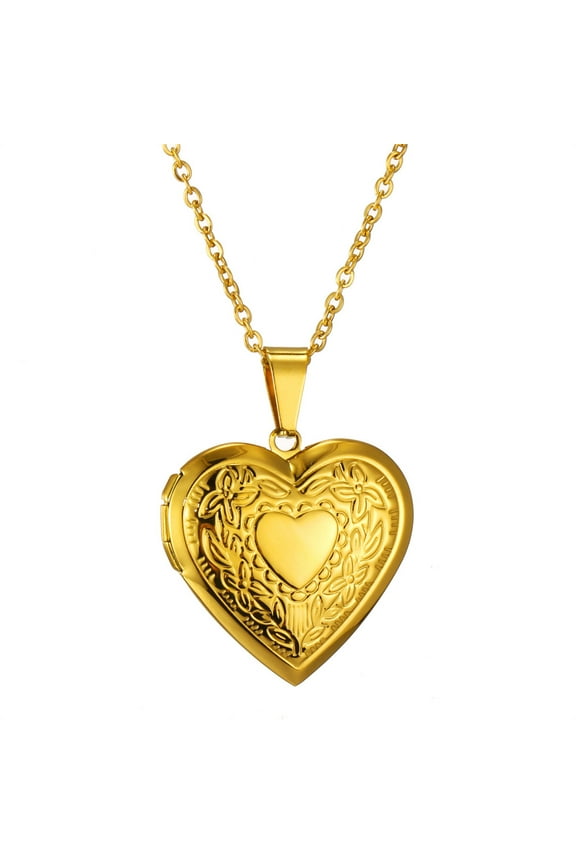 Romantic Heart Locket Pendant Openable Female 14K Yellow Gold Photo Frame Charm Necklaces for Women Men Jewelry Gift