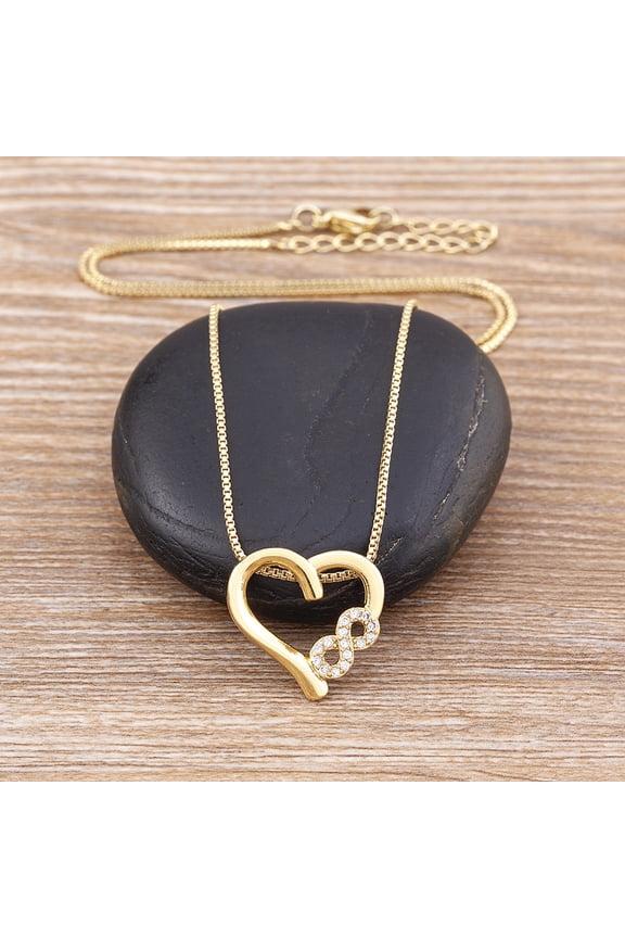 Romantic Heart Love Pendant Necklace for Women Choker Long Chains Neck 14K Yellow Gold Collar Lovers Gift Boho Party Jewelry