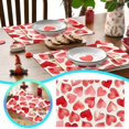 thumbnail image 1 of Romantic Heart Placemats Set of 1 - 12x18 Inch Valentine's Day Table Mats for Anniversary Wedding Holiday Party, Waterproof Kitchen Dining Decor Indoor Outdoor Seasonal Celebration, 1 of 6