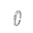 thumbnail image 1 of Couple Rings Sterling Silver Heart Shaped with Gem Inlays Adjustable Opening 925 Silver Purity Romantic Rings Holiday Gift for Her and Him Anniversary Jewelry, 1 of 6