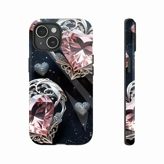 Romantic Heart - Shaped Crystal iPhone Case for Lovers Couples Anniversary Valentine's Day Compatible with iPhone 11/12/13/14/15/16 (Pro Max/Plus)