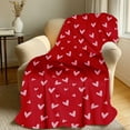 thumbnail image 1 of Romantic Heart Shaped Flannel Blanket , Soft Polyester Throw Blanket for Couples, Anniversary, Valentine's Gift for Her, Cozy Sofa Blanket for Movie Night, Picnic, Travel, Machine Washable, 1 of 6