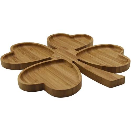 Romantic Heart Shaped Platter Leave Design Wedding Bamboo Fruit Snack