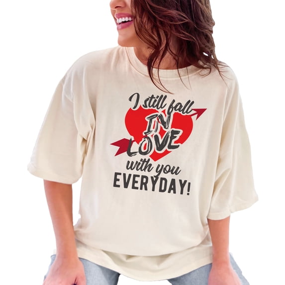Romantic Heart and Arrow Love Everyday, Ivory Comfort Colors T-Shirt, 2XL