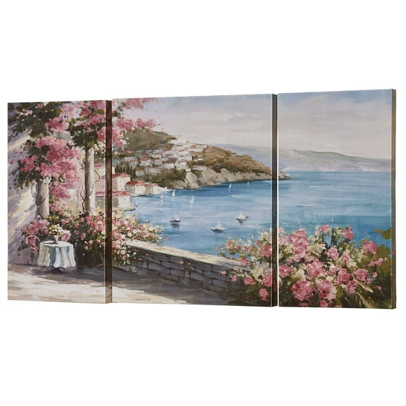Romantic Hideaway Triptych Canvas Wall Art Multi Pastel Set of Three 3