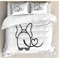 thumbnail image 1 of Romantic King Size Duvet Cover Set, Monochrome Elephant with Heart Shaped Tail Love Theme Doodle Style Animal Design, Decorative 3 Piece Bedding Set with 2 Pillow Shams, Black White, by Ambesonne, 1 of 3