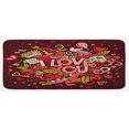 thumbnail image 1 of Romantic Kitchen Mat, Retro Funky I Love You Words on Hearts Arrows Baloons Birhday Image, Plush Decorative Kitchen Mat with Non Slip Backing, 47" X 19", Coral Burgundy Yellow, by Ambesonne, 1 of 1