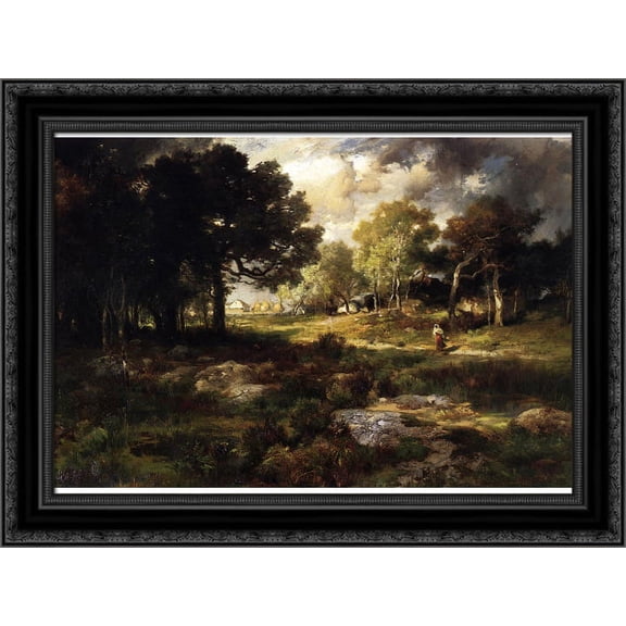 Romantic Landscape 24x19 Black Ornate Wood Framed Canvas Art by Moran, Thomas