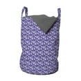 thumbnail image 1 of Romantic Laundry Bag, Retro Blossom Petals Mini Aster and Daisy Flowers Meadow Rural Flourish, Basket with Handles Drawstring Closure for Laundromats, 13" x 19", Blue Violet and White, by Ambesonne, 1 of 4