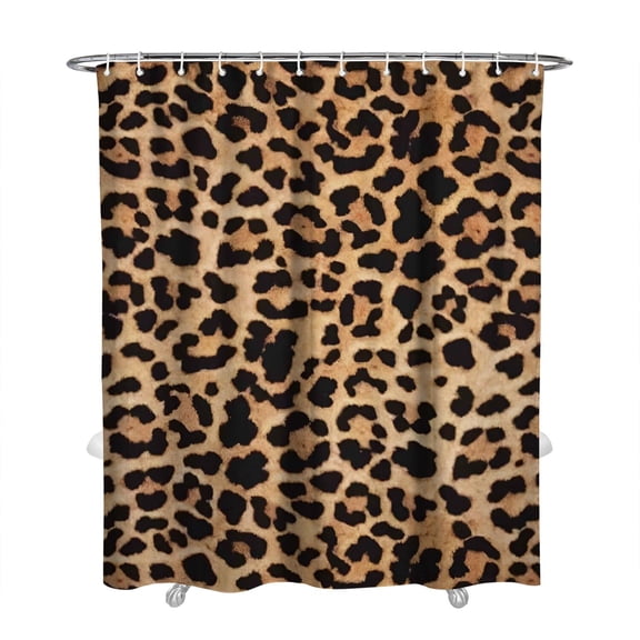Romantic Leopard Pattern Shower Curtain, 72x84 Inch Waterproof Quick-Dry Bath Curtain, Fade-Resistant Polyester, 12 Hooks Included, Elegant Hotel Style for Home & Airbnb