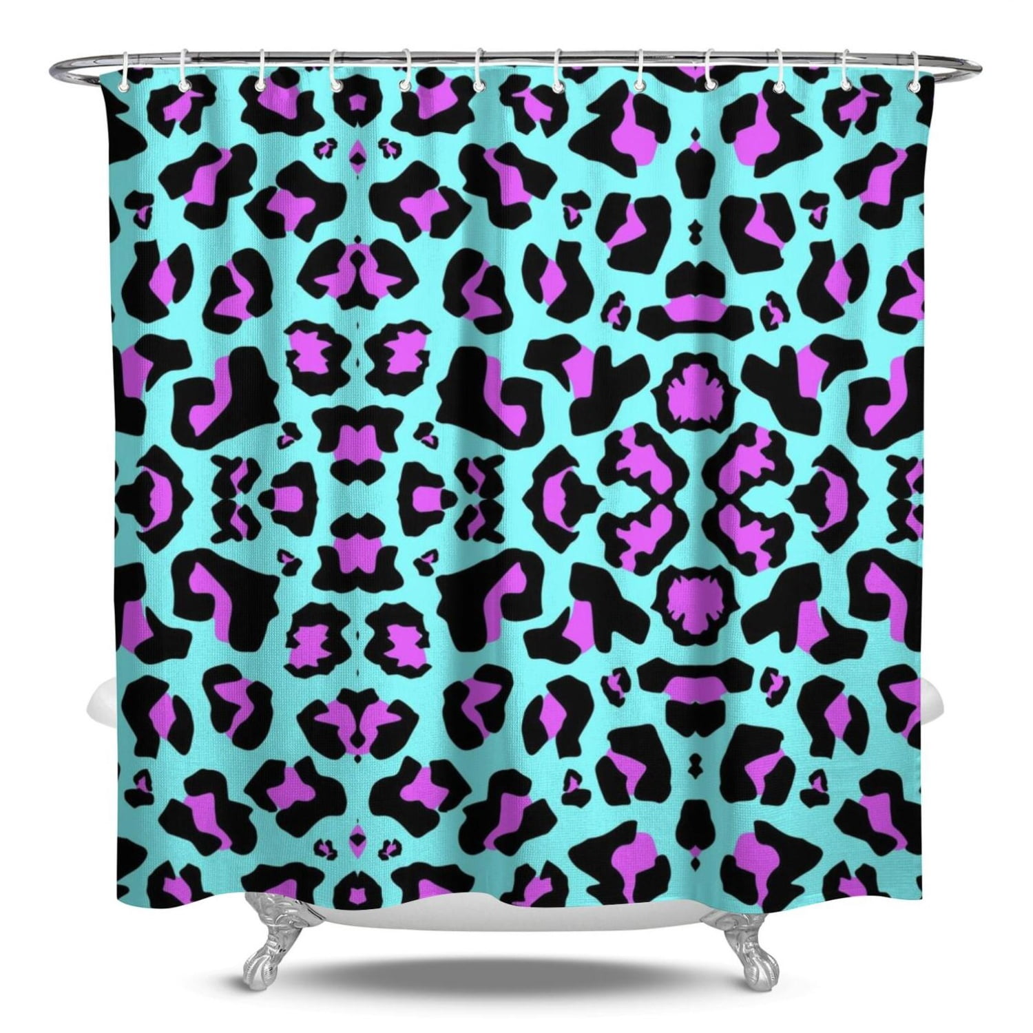 Romantic Leopard Pattern Waterproof Shower Curtain Fabric Bathroom ...