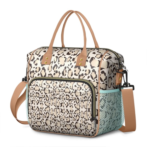 Romantic Leopard Spots Lunch Bag – Cute Aesthetic Cheetah Print Insulated Cooler Tote Waterproof and Reusable for Work Picnic or Beach