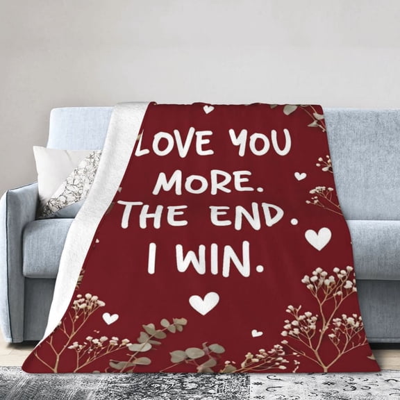 Romantic Love Blanket Gift Throw Blanket Red Floral Heart Meaningful Gift for Wife Husband Couple 50x40