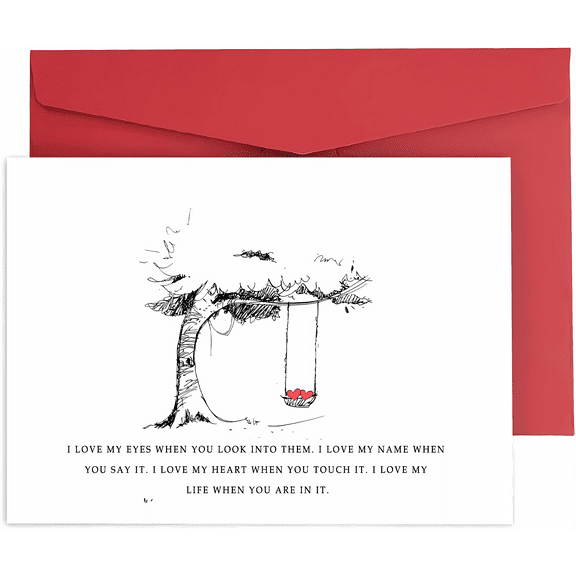 Romantic Love Card  Beautiful Swing and Tree Design with Heart  Blank Inside for Personal Messages  Perfect Gift for Anniversaries, Birthdays, or Just Because