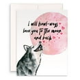 thumbnail image 1 of Romantic Love Card – "I Will Howl-Ways Love You to the Moon and Back" with Husky Design – Perfect for Anniversary, Valentine's Day, or Just Because – Blank Inside with Envelope, 1 of 2