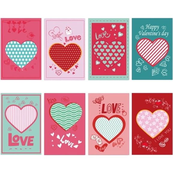 Romantic Love Heart Greeting Cards 8pcs Blank Heart Note Cards for Wife Girlfriend Husband Boyfriend Valentine's Day Anniversary