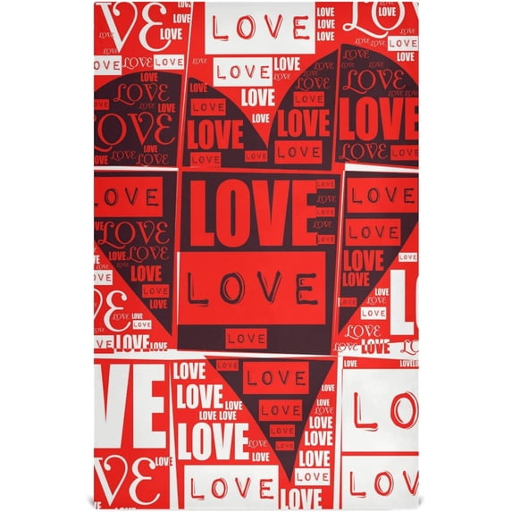Romantic Love Heart Kitchen Dish Towels Set of 4 Absorbent Hand Towels, Lint-Free 18"x28" Valentine Message Dishcloths Fast Drying for Cooking Baking Home Clean