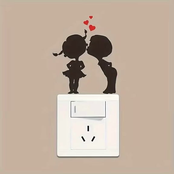 Romantic Love Kiss Heart Vinyl Sticker - Removable Wall Decal for Couples' Room Decor