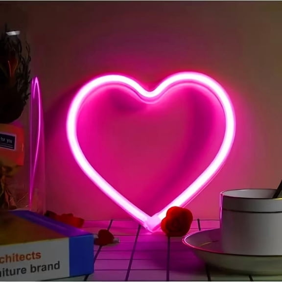 Romantic Love Neon Sign - LED USB & Battery Powered Light for Couples - Ideal Home Decor for Weddings, Birthdays, and Parties