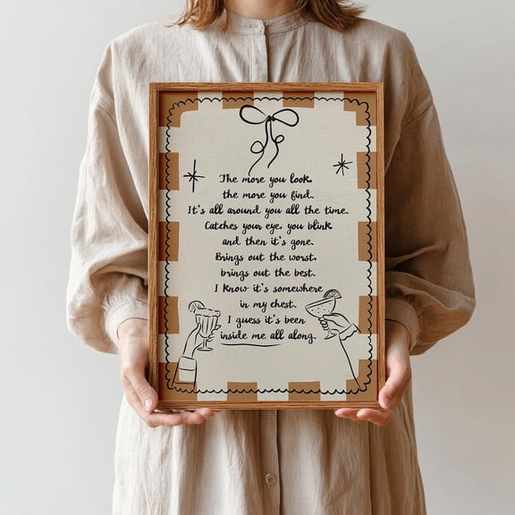 Romantic Lyric Inspired Ive Seen It Song Lyrics Vintage White Brown Palette Poster Unframed Paper Print