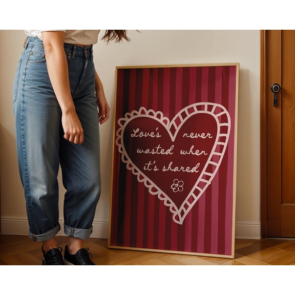 Romantic Lyric Inspired Song Lyrics Vintage Blush Olive Striped Loves Never Wasted When Its Poster Unframed Paper Print