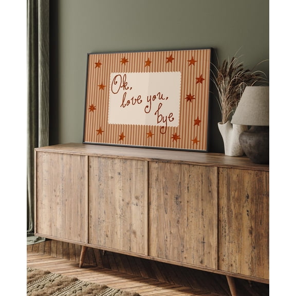 Romantic Lyric Inspired Song Lyrics Vintage Retro Striped Ok Love You Bye Poster Unframed Paper Print