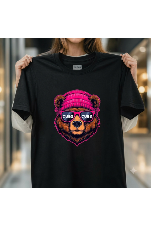 Romantic Mascot Bear Wearing Sunglasses Retro Summer Holiday Tee Unisex T-Shirt, up to size 5XL
