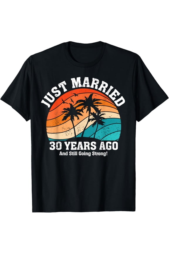 Romantic Matching Couples Vintage 30th Wedding Anniversary T-ShirtMen and women, Black T-shirt, size: Extra large S-4XL