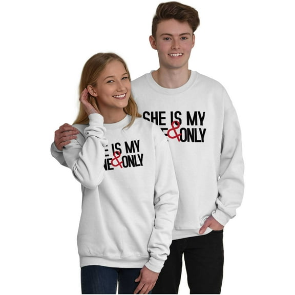 Romantic Matching Set His Hers Couple Women Plus Size Crewneck Sweatshirt Brisco Brands 2X