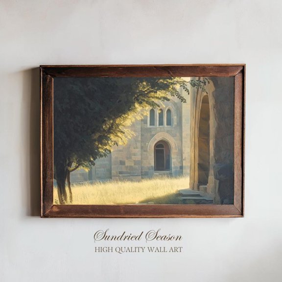 Romantic Medieval Abbey Golden Light Gothic Church Ruins Old